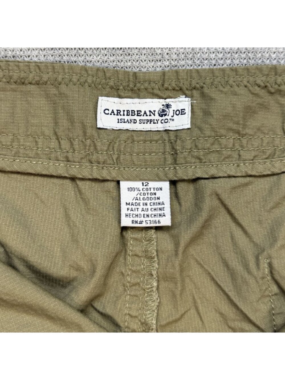 Caribbean Joe Cargo Capris Womens Size 12 Khaki Pockets Tab Cuffs 100% Cotton - Picture 6 of 13